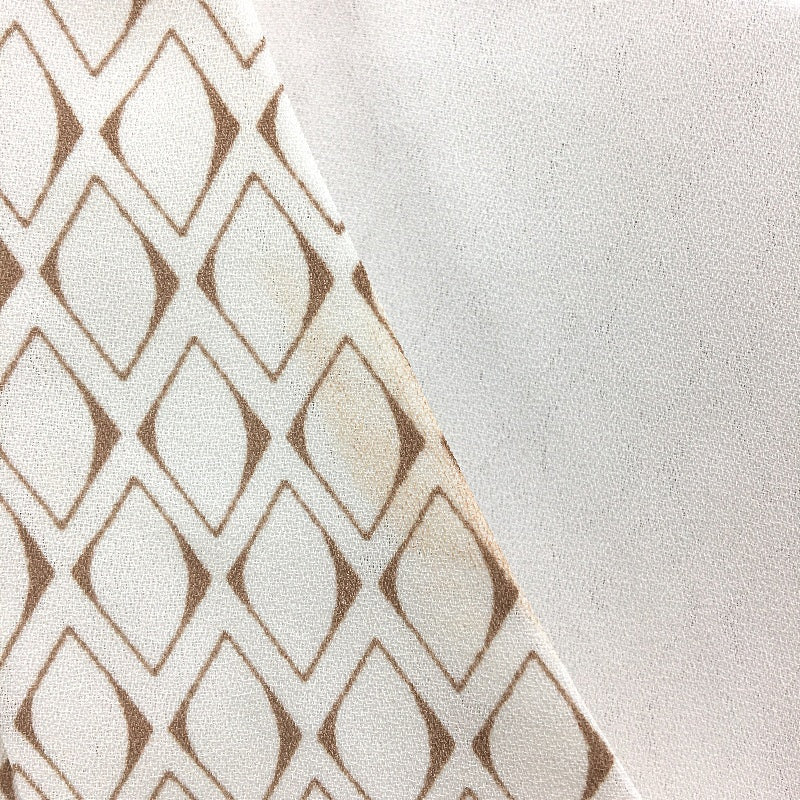 Jacqui E Elly V Neck Diamond Geo White Brown Blouse Ladies Size AU 16 NEW