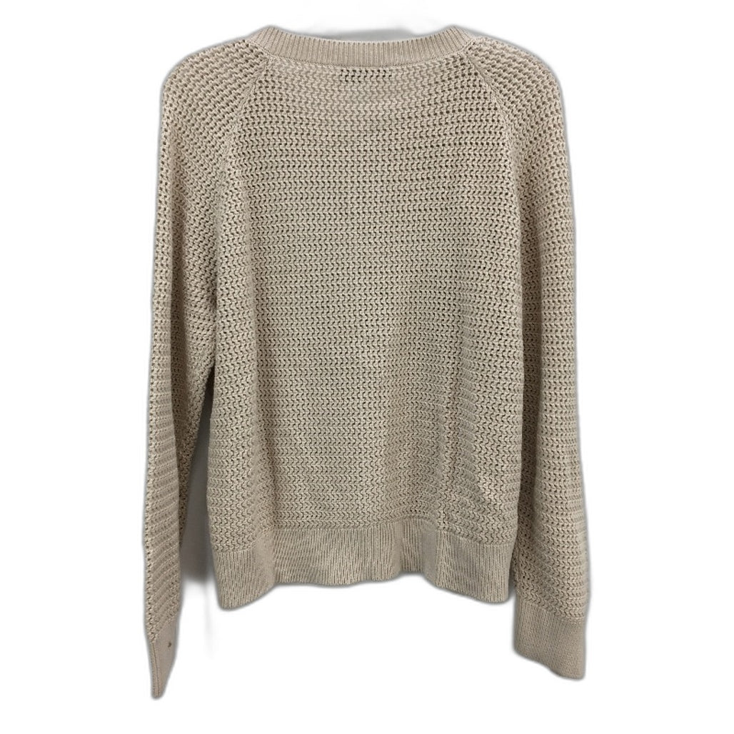 Jacqui E Adina Open Knit Beige Gold Button Mid Cardi Ladies Size Large NEW