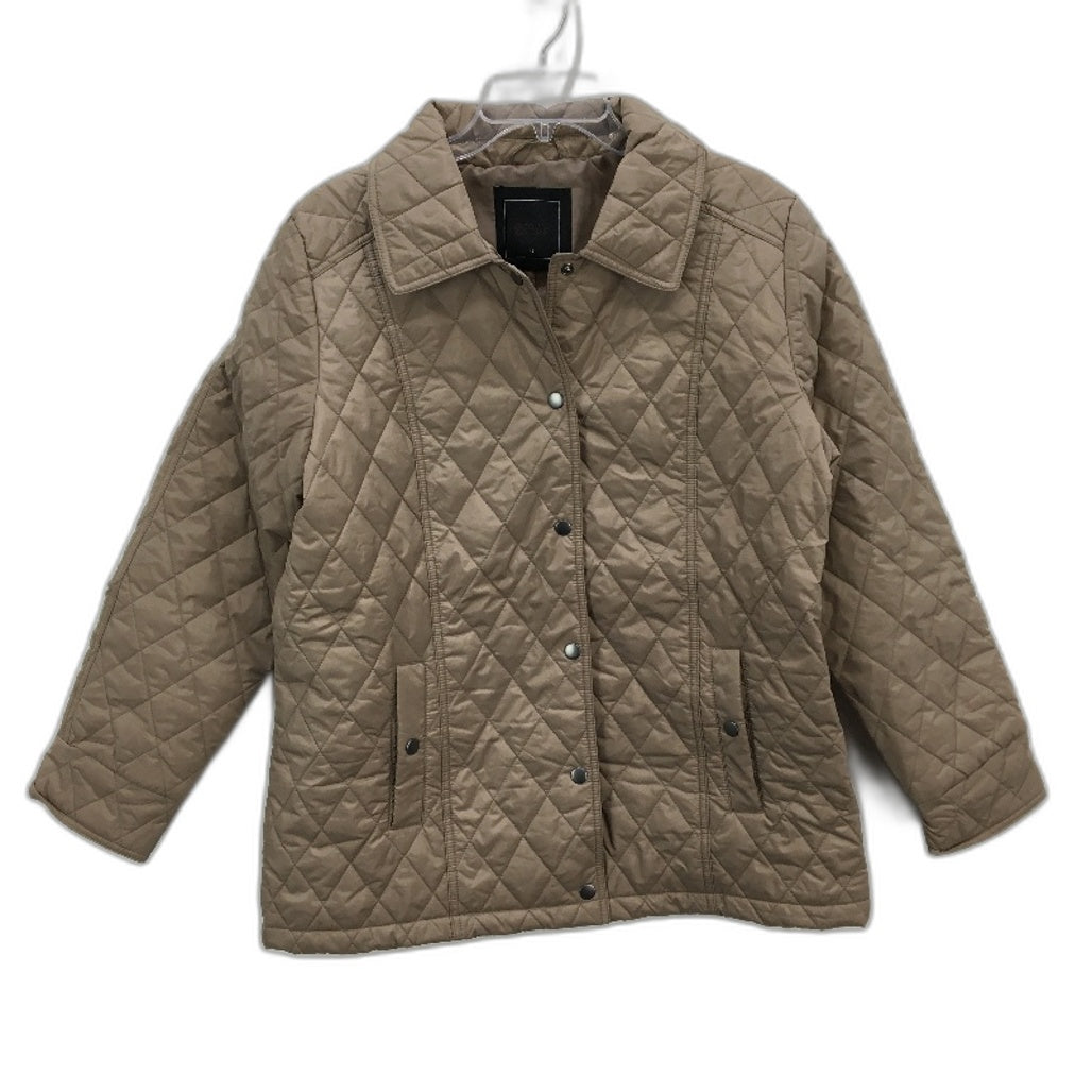 Jacqui E Collared Quilted Snap Button Brown Jacket Ladies Size AU 14 NEW