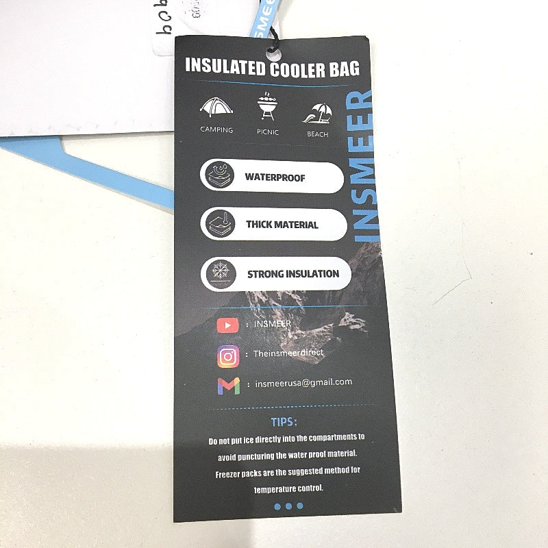 Insmeer 16L 2 Decks Lunch Outdoors Insulated Cooler Bag Waterproof  NEW