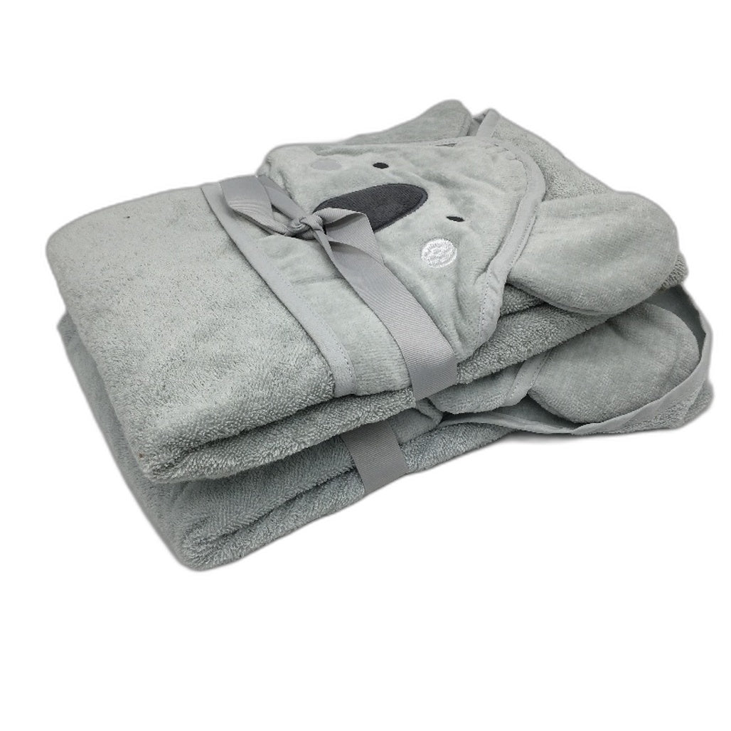 Kids By Kirkton House 2 Pack 100% Cotton Koala Soft Hooded Wrap Towels NEW