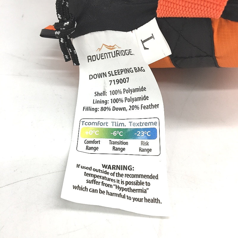 Adventuridge Black Water Repellent Lightweight Duck Down Sleeping Bag Left NEW