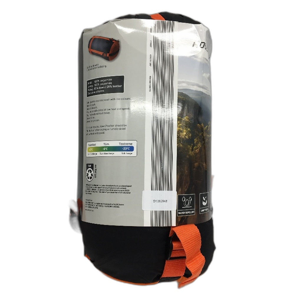 Adventuridge Black Water Repellent Lightweight Duck Down Sleeping Bag Left NEW