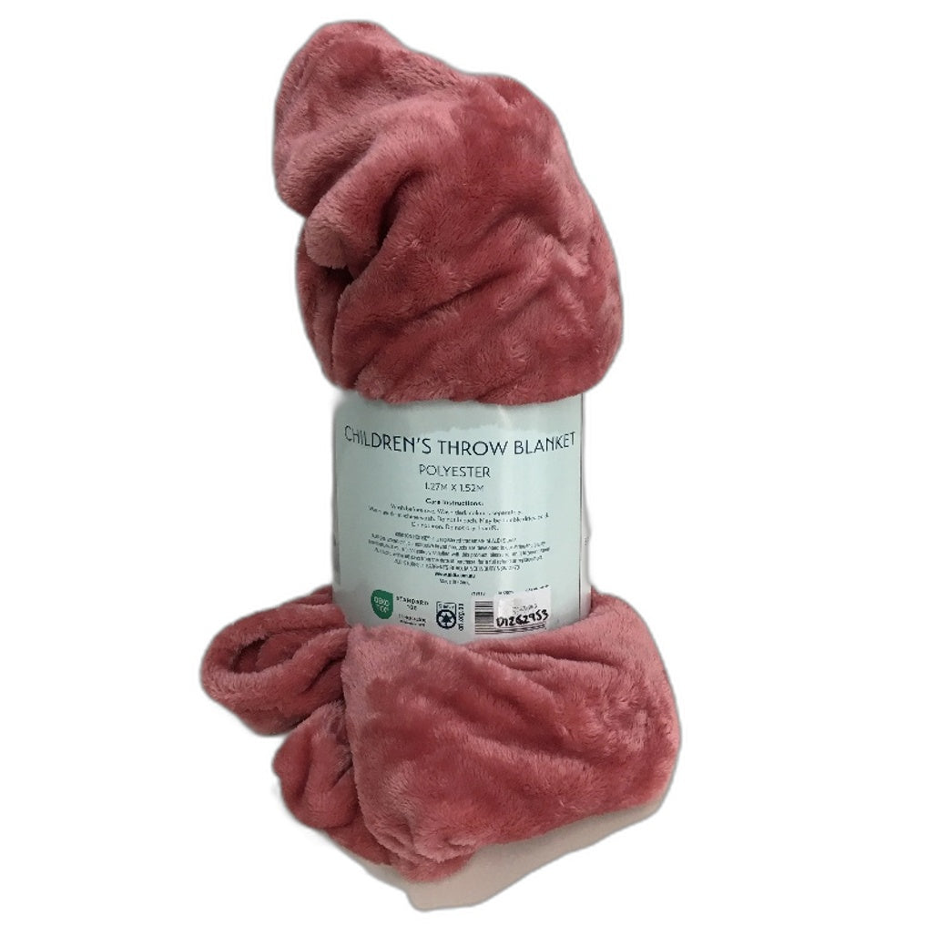 Kirkton House Super Soft Fleece Childrens Rose Pink Throw Blanket 1.27x1.52m NEW