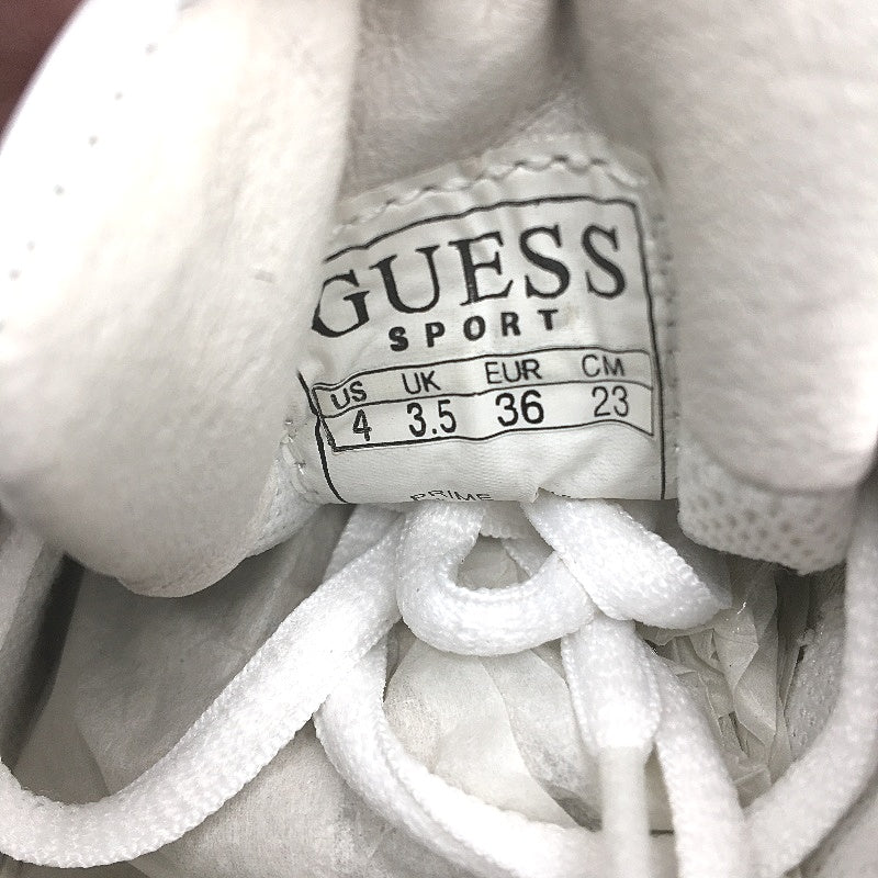 Guess Leather White & Pink Stripe Sneaker Shoe Girls Youth/Adult Size US 4 EUR 36 NEW