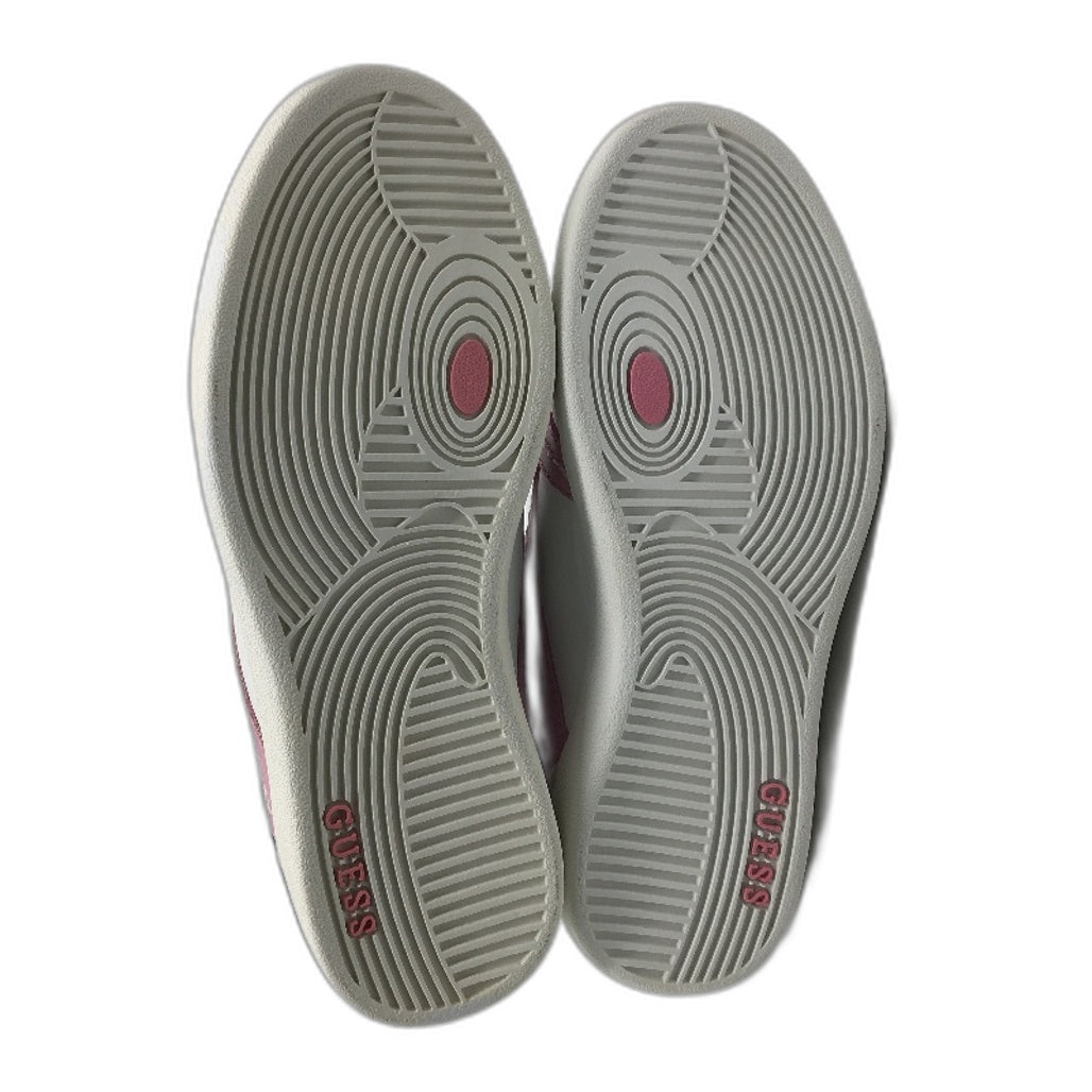 Guess Leather White & Pink Stripe Sneaker Shoe Girls Youth/Adult Size US 4 EUR 36 NEW