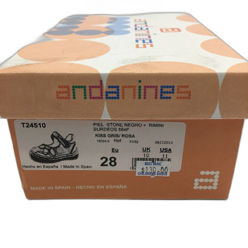 Andanines Leather Upper Black Kiss Rosa Girls Kids Shoe Size US 11 EUR 28 NEW