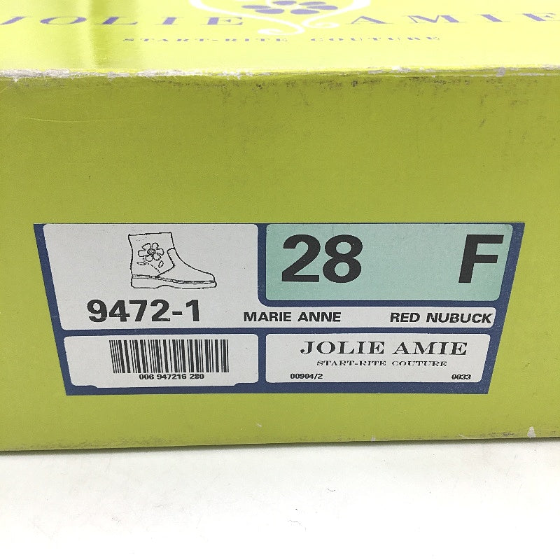 Jolie Amie Red Nubuck Marie Anne Suede Leather Girls Boots Size US 11 EUR 28 NEW