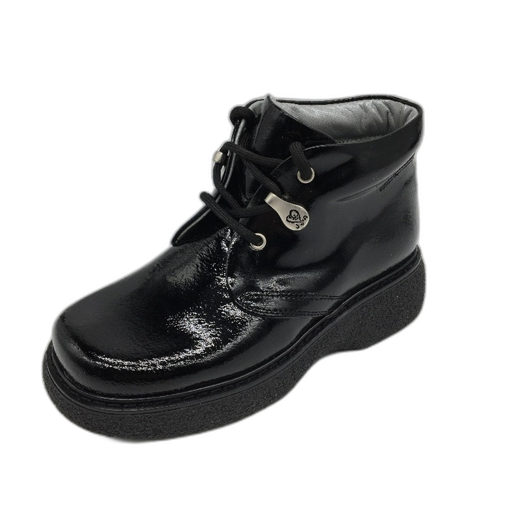 Jolie Amie Maddie Black Leather Patent Leather Girls Boots Size US 11 EUR 28 NEW