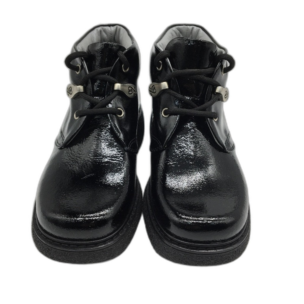 Jolie Amie Maddie Black Leather Patent Leather Girls Boots Size US 11 EUR 28 NEW