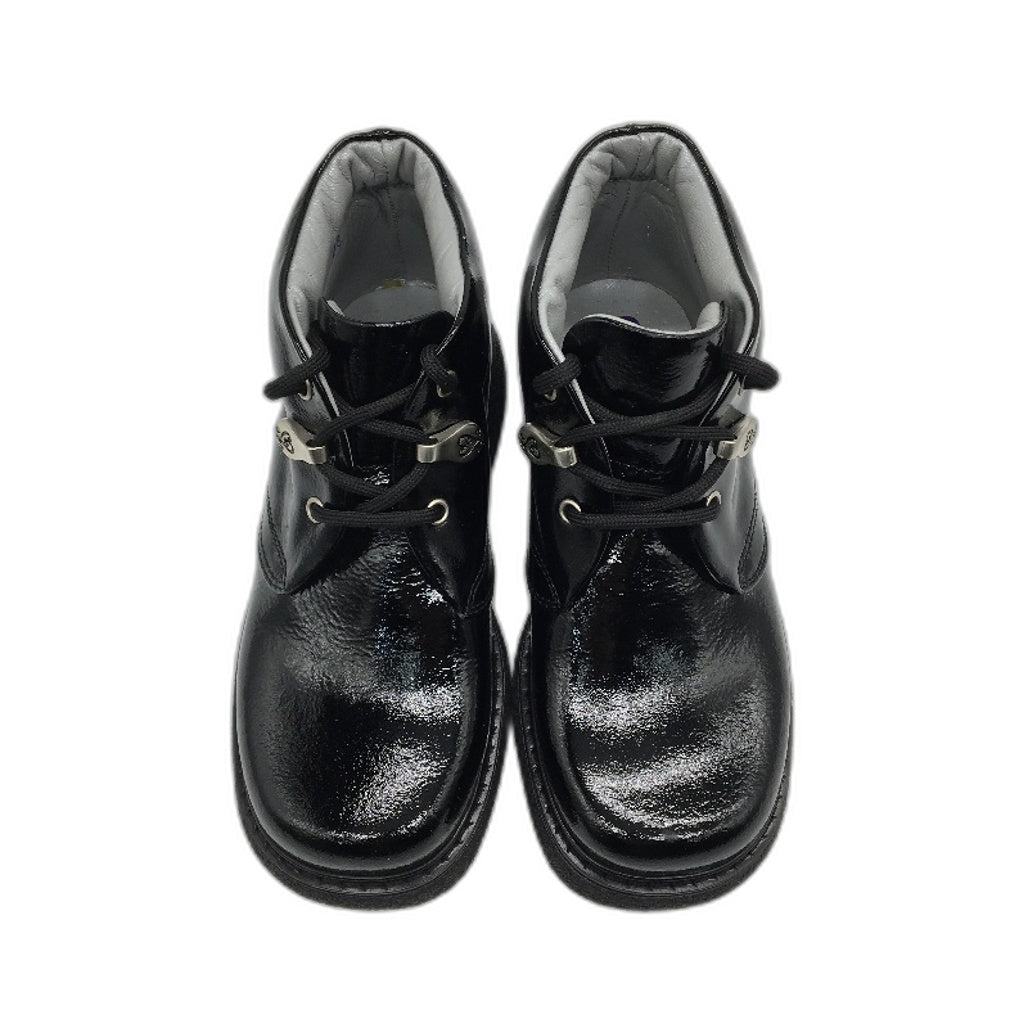 Jolie Amie Maddie Black Leather Patent Leather Girls Boots Size US 11 EUR 28 NEW