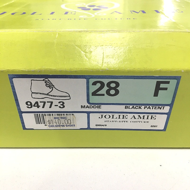 Jolie Amie Maddie Black Leather Patent Leather Girls Boots Size US 11 EUR 28 NEW