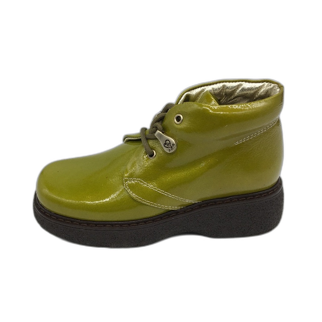 Jolie Amie Maddie Olive Leather Patent Leather Girls Boots Sz US 11.5 EUR 29 NEW