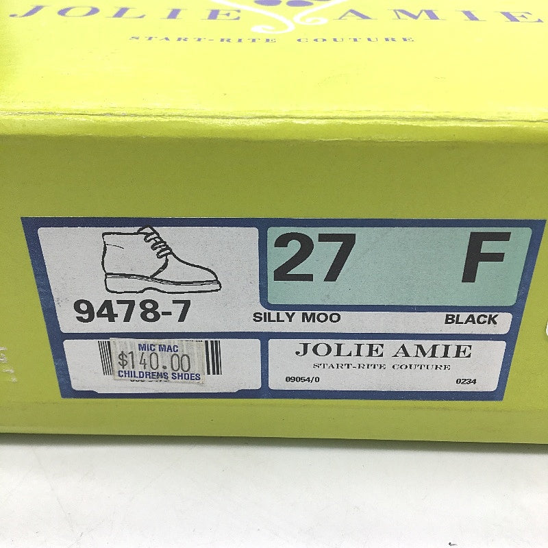 Jolie Amie Silly Moo Black Suede Leather Kids Boots Sz US 10.5 EUR 27 NEW
