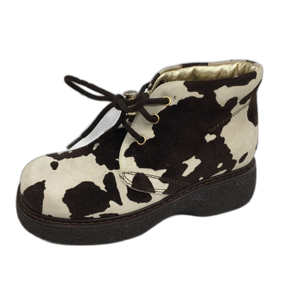 Jolie Amie Silly Moo Cow Print Leather Suede Kids Boots Sz US 11.5 EUR 29 NEW