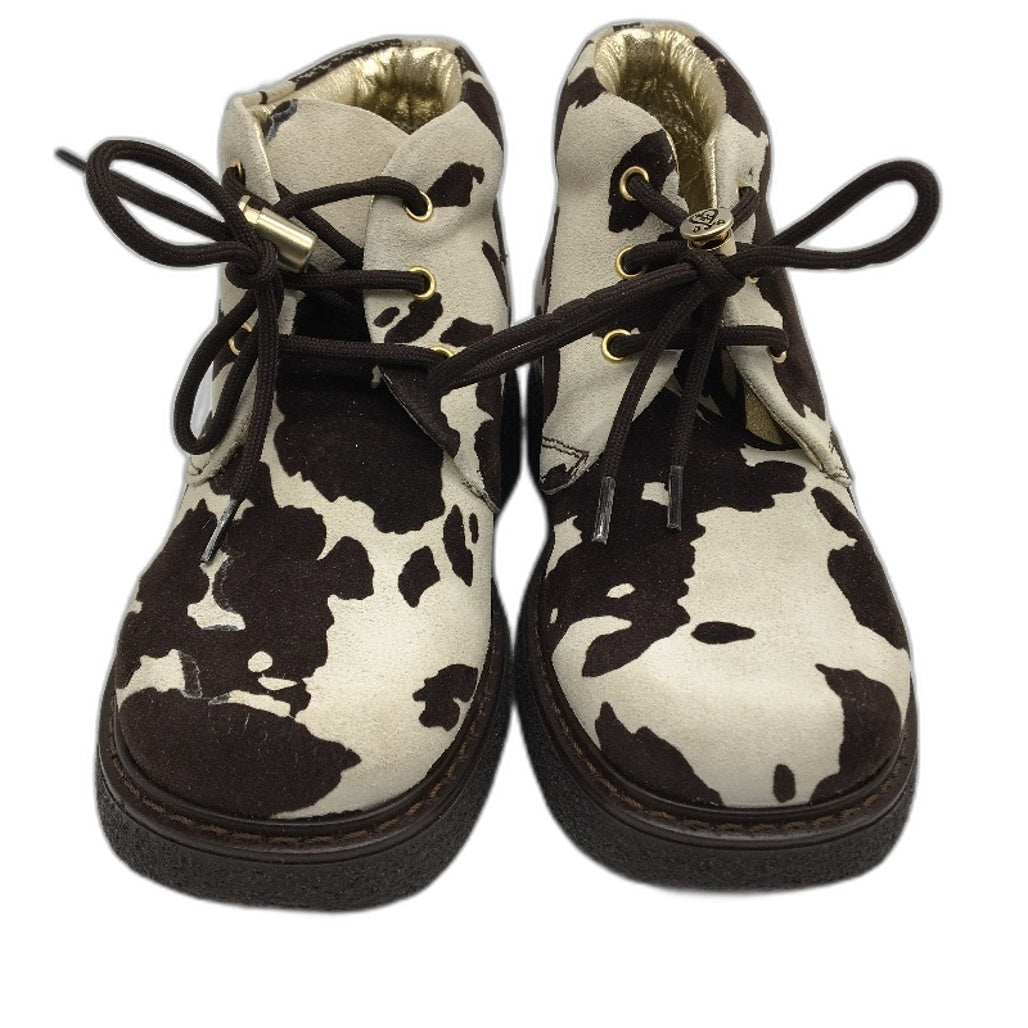 Jolie Amie Silly Moo Cow Print Leather Suede Kids Boots Sz US 11.5 EUR 29 NEW