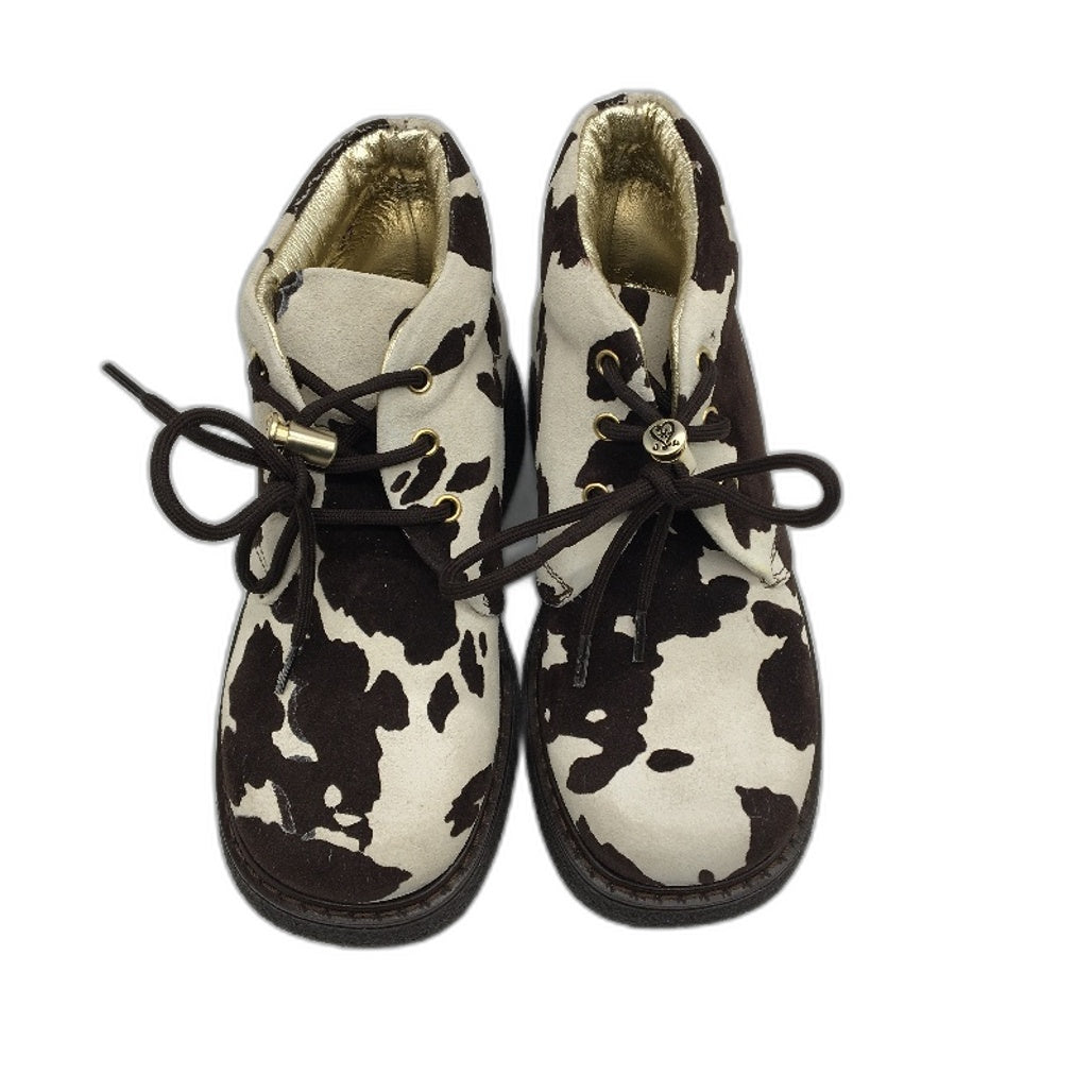 Jolie Amie Silly Moo Cow Print Leather Suede Kids Boots Sz US 11.5 EUR 29 NEW