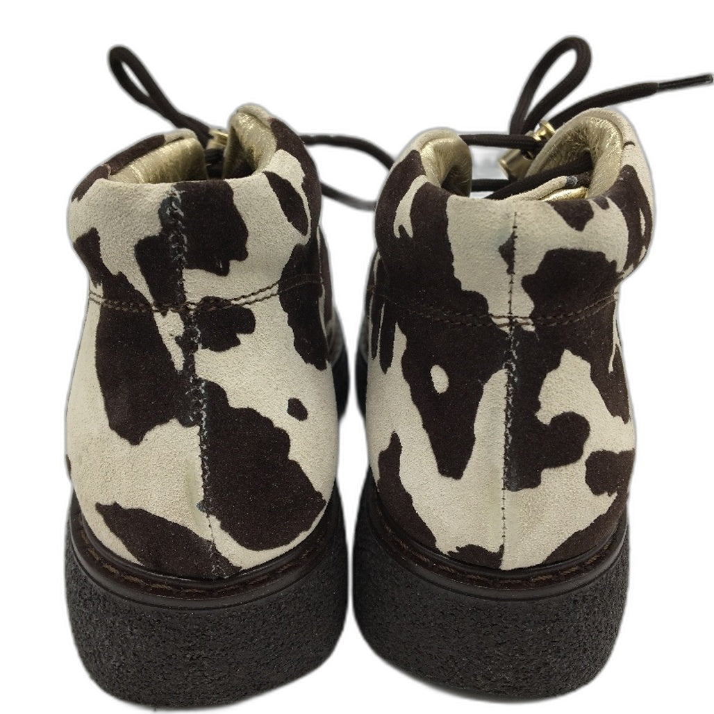 Jolie Amie Silly Moo Cow Print Leather Suede Kids Boots Sz US 11.5 EUR 29 NEW