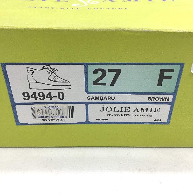 Jolie Amie Sambaru Brown Cow Print Leather Kids Boots Sz US 10.5 EUR 27 NEW