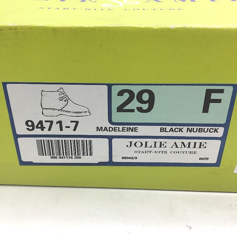 Jolie Amie Madeleine Black Nubuck Leather Suede Kids Boots Sz US 11.5 EUR 29 NEW