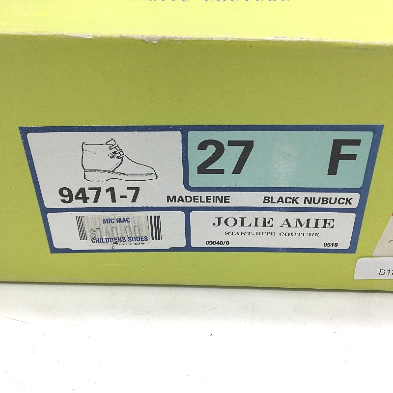 Jolie Amie Madeleine Black Suede Leather Kids Boots Sz US 10.5 EUR 27 NEW