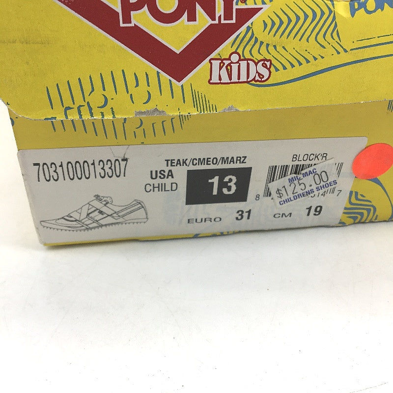 Pony Kids Brown Blue Teak Block'r Casual Shoes Child Size US 13 EUR 31 19cm NEW