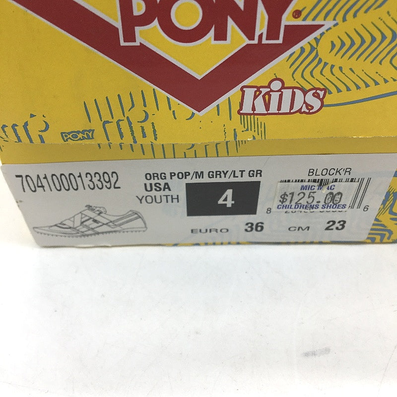 Pony Kids Orange Grey Block'r Casual Shoes Youth Size US 4 EUR 36 23cm NEW