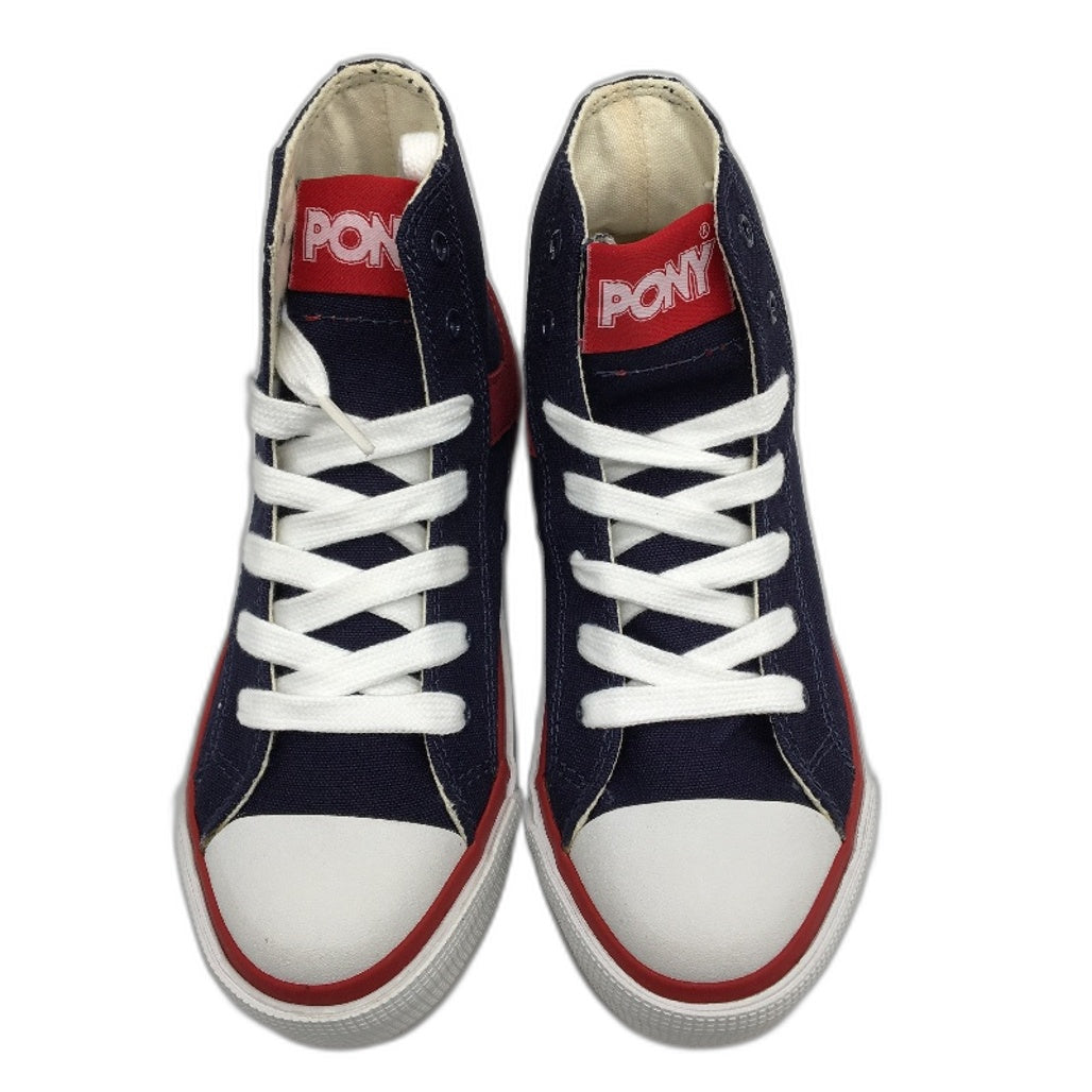 Pony Kids Blue Navy Canvas Basketball Sneaker Shoe Size US 1 EUR 32 20cm NEW