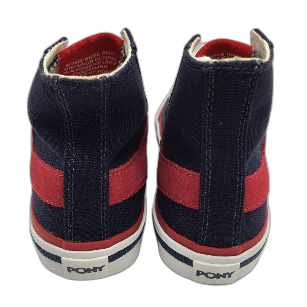 Pony Kids Blue Navy Canvas Basketball Sneaker Shoe Size US 2 EUR 33.5 21cm NEW