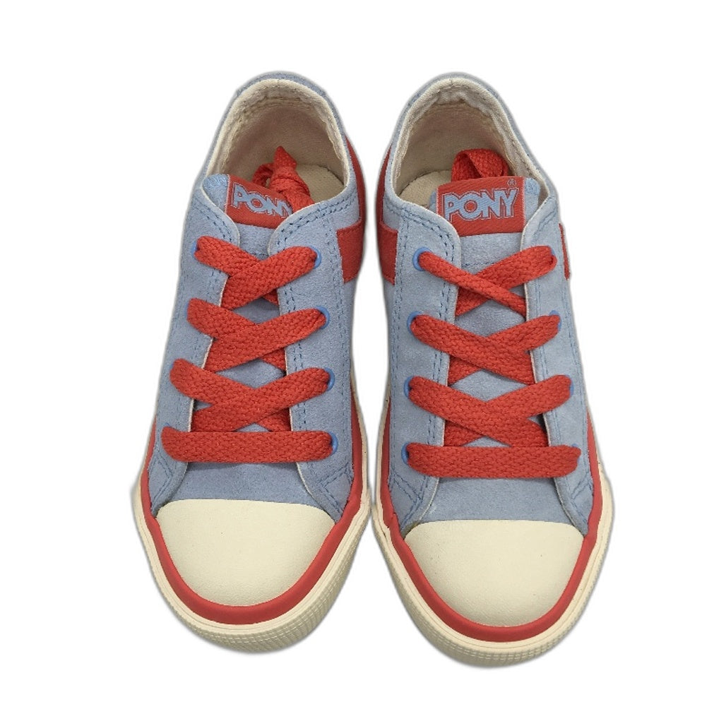 Pony Kids Blue Coral Shooter 78 Low Cut Suede Sneaker Child Sze US 13 EUR 31 NEW