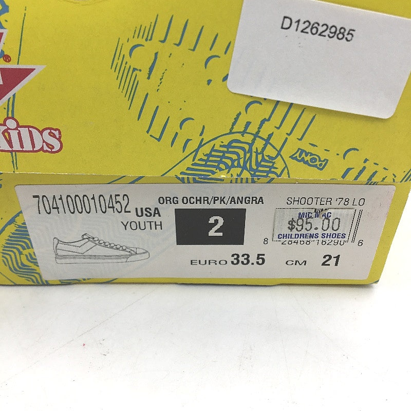 Pony Kids Orange Shooter 78 Low Cut Canvas Sneaker Youth Sze US 2 EUR 33.5 NEW