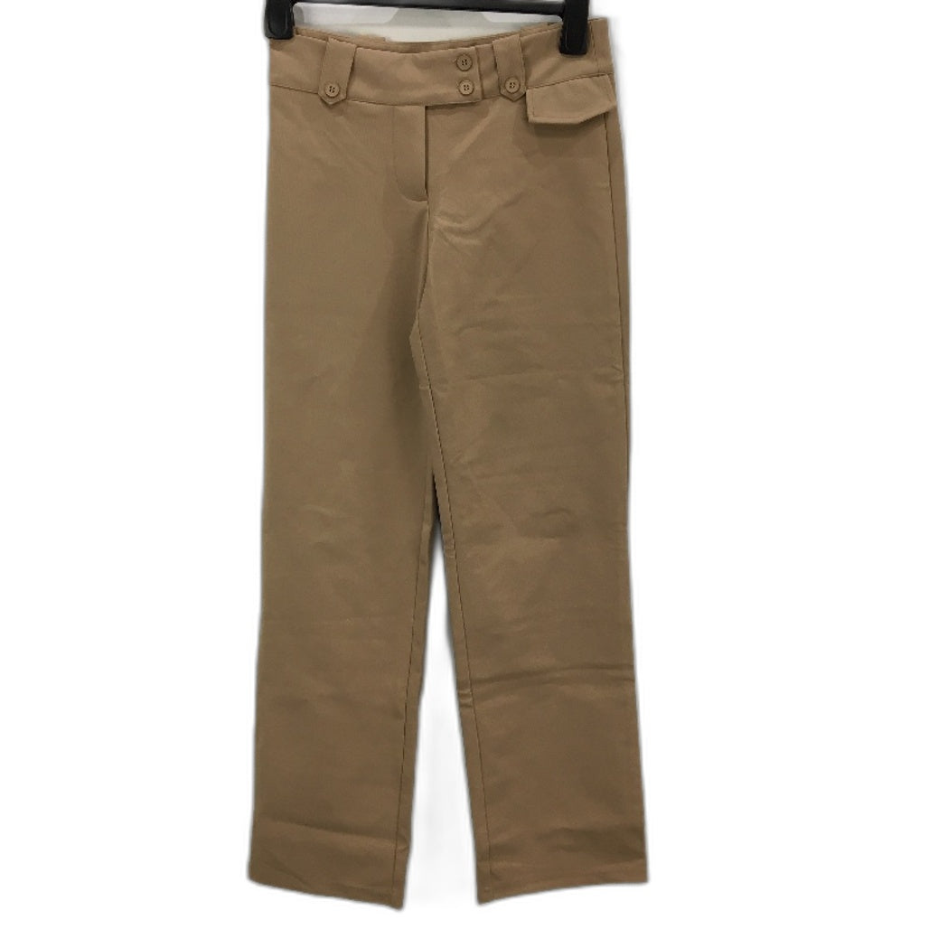 Neon Hart Khaki Tan Double Button Waist Mid Rise Straight Pants Ladies Sz S NEW