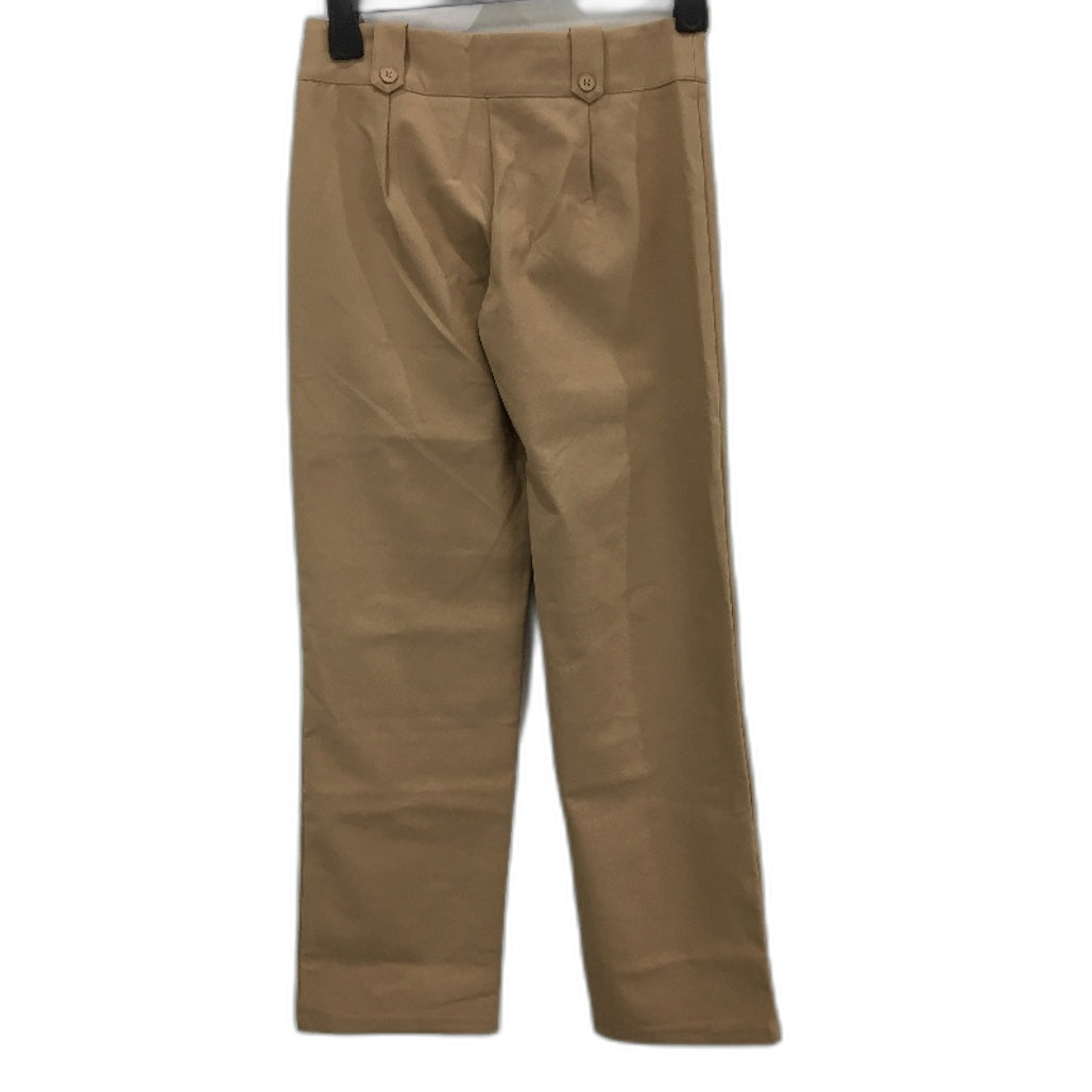 Neon Hart Khaki Tan Double Button Waist Mid Rise Straight Pants Ladies Sz S NEW