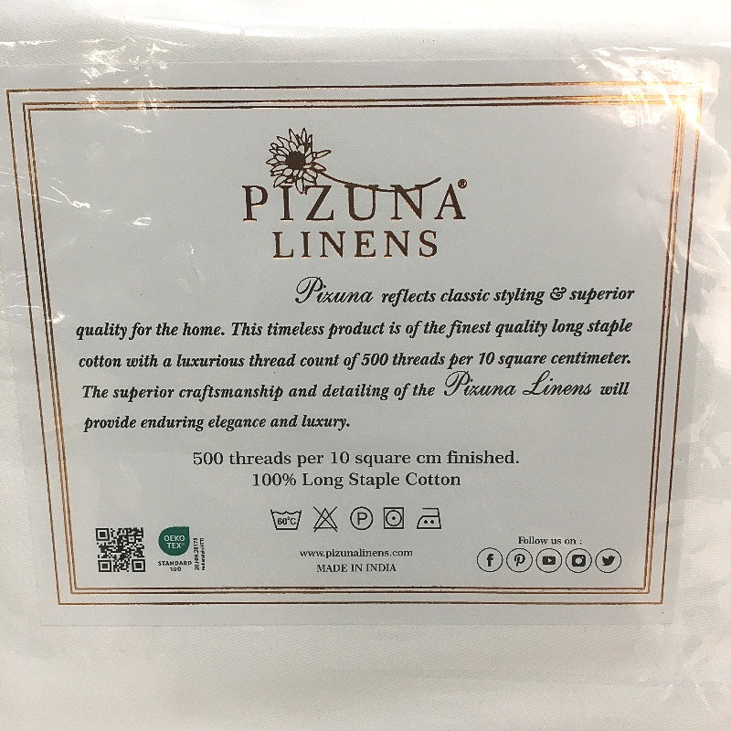 Pizuna 500 Thread Count Sateen White Single Fitted Sheet 100x200+40cm NEW