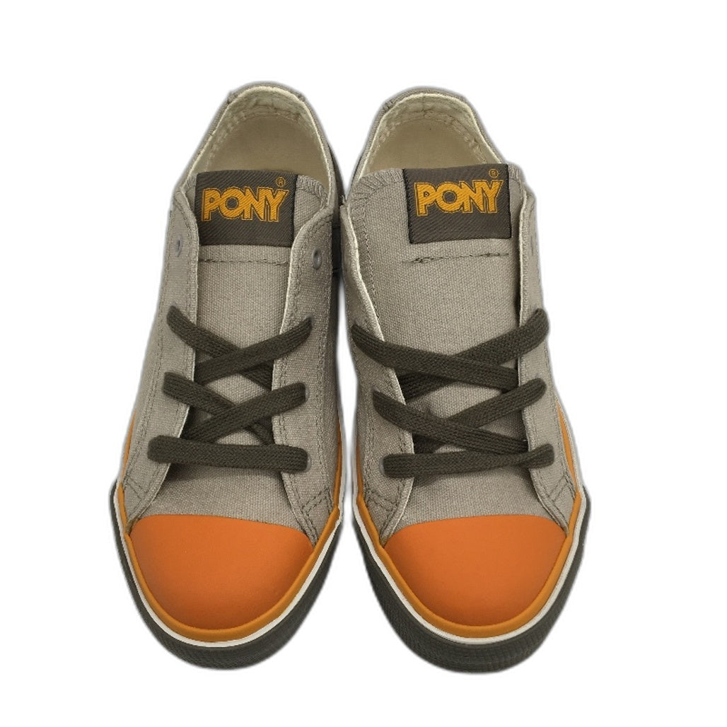 Pony Kids Grey Shooter 78 Low Cut Canvas Sneaker Youth Sze US 3 EUR 35 NEW