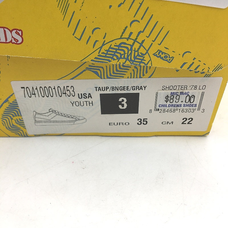 Pony Kids Grey Shooter 78 Low Cut Canvas Sneaker Youth Sze US 3 EUR 35 NEW