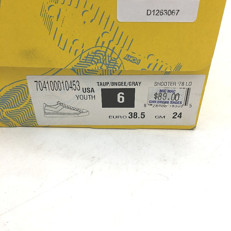 Pony Kids Grey Shooter 78 Low Cut Canvas Sneaker Youth Sze US 6 EUR 38.5 NEW