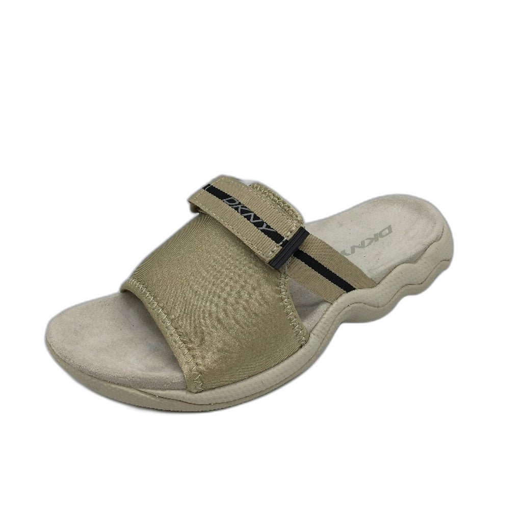 DKNY Mulberry Lycra Tea Beige Slide Slip On Sandal Shoe Ladies Size 7 NEW