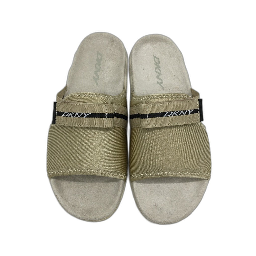 DKNY Mulberry Lycra Tea Beige Slide Slip On Sandal Shoe Ladies Size 7 NEW