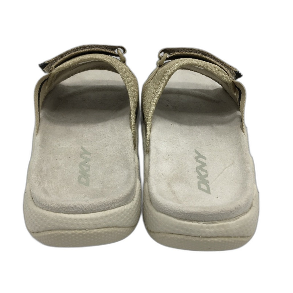 DKNY Mulberry Lycra Tea Beige Slide Slip On Sandal Shoe Ladies Size 7 NEW