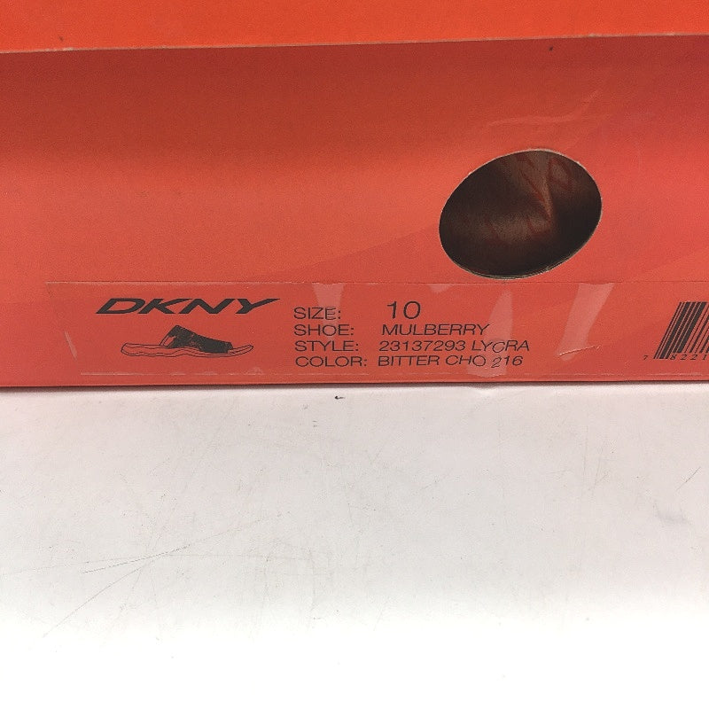 DKNY Mulberry Lycra Chocolate Brown Slide Slip On Sandal Shoe Ladies Size 10 NEW