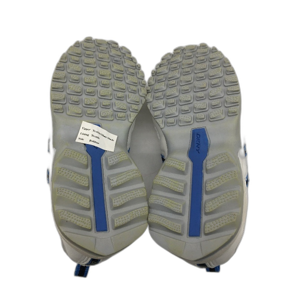 DKNY Basic White Mesh Blue Accent Lace Up Sneaker Shoe Kids Size 12 19cm NEW