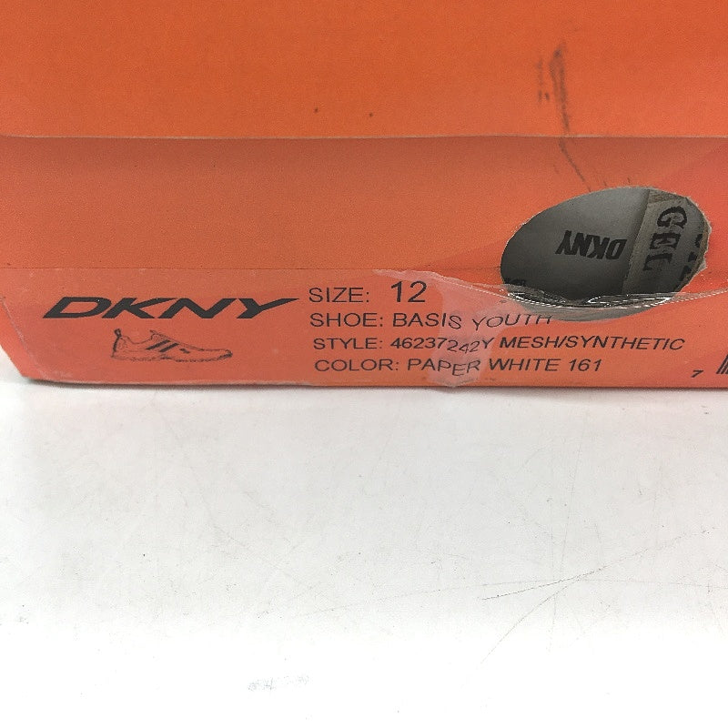 DKNY Basic White Mesh Blue Accent Lace Up Sneaker Shoe Kids Size 12 19cm NEW