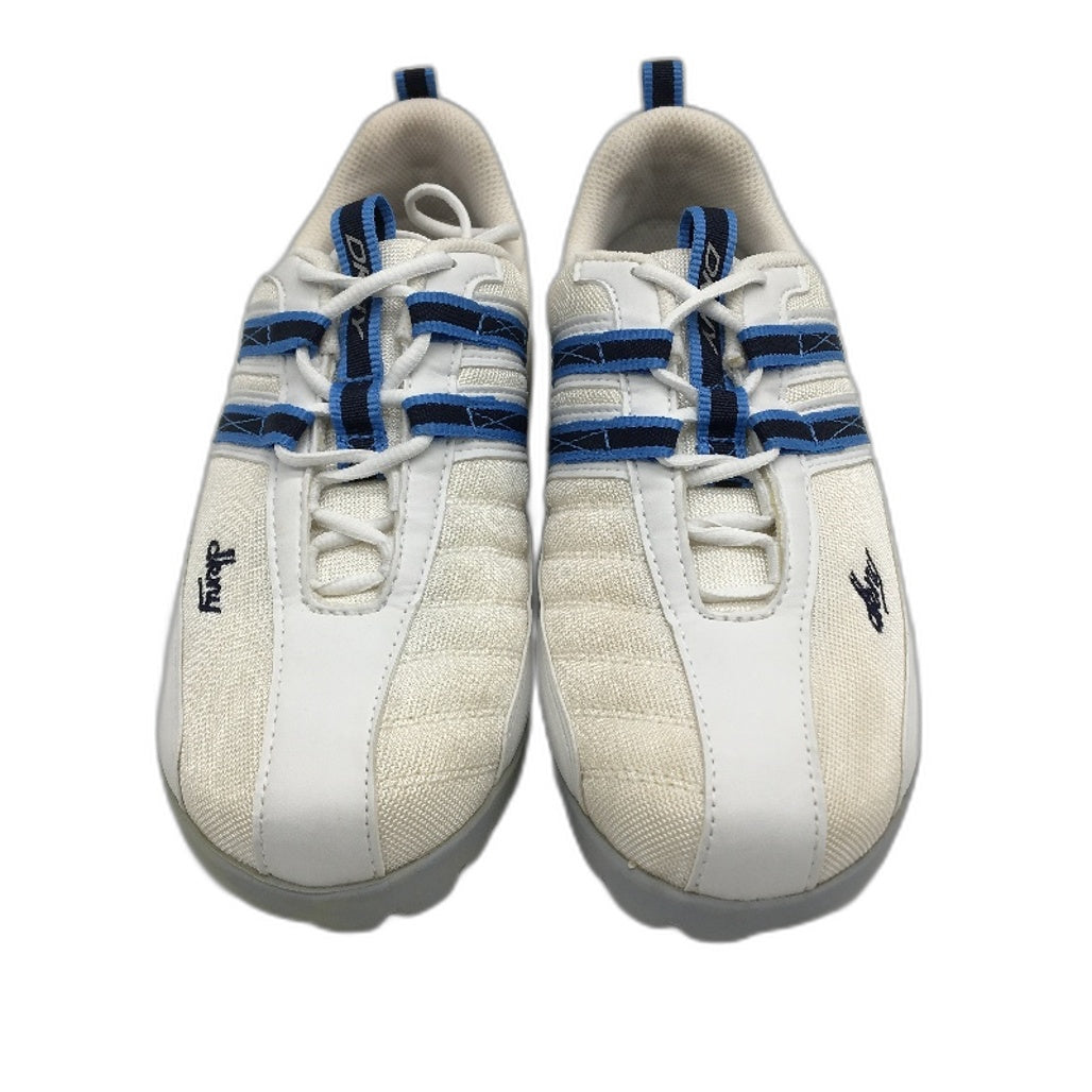 DKNY Basic White Mesh Blue Accent Lace Up Sneaker Shoe Youth Size 4 24cm NEW