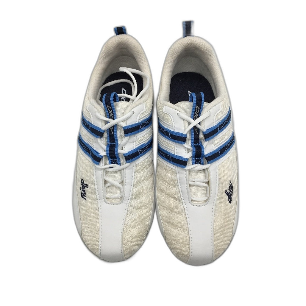 DKNY Basic White Mesh Blue Accent Lace Up Sneaker Shoe Youth Size 4 24cm NEW