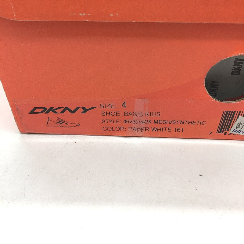DKNY Basic White Mesh Blue Accent Lace Up Sneaker Shoe Youth Size 4 24cm NEW