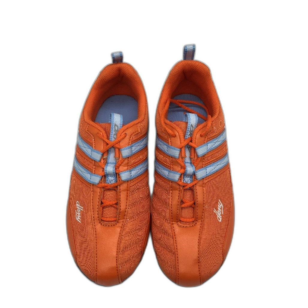 DKNY Basic Orange Mesh Blue Accent Lace Up Sneaker Shoe Youth Size 4 24cm NEW