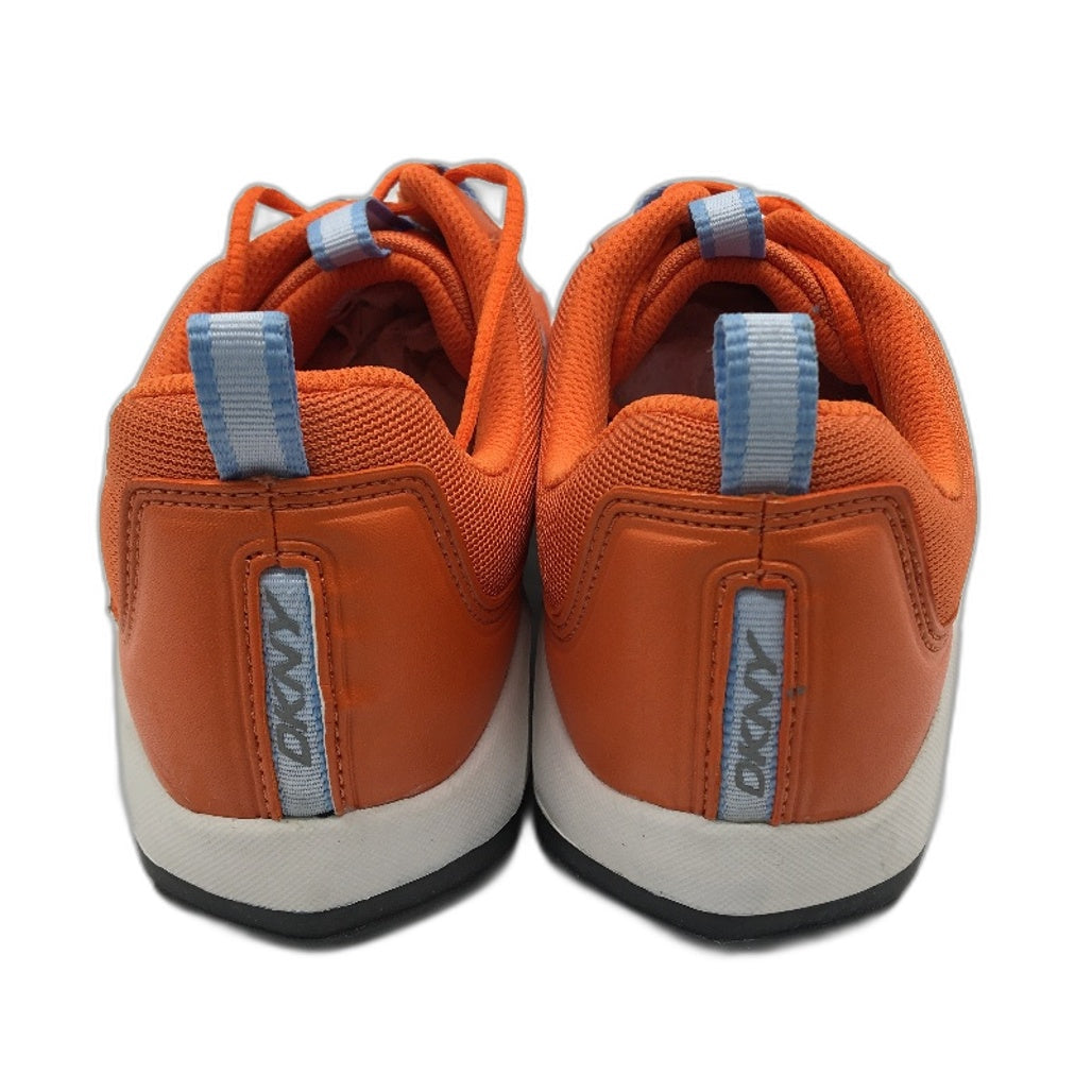DKNY Basic Orange Mesh Blue Accent Lace Up Sneaker Shoe Youth Size 4 24cm NEW
