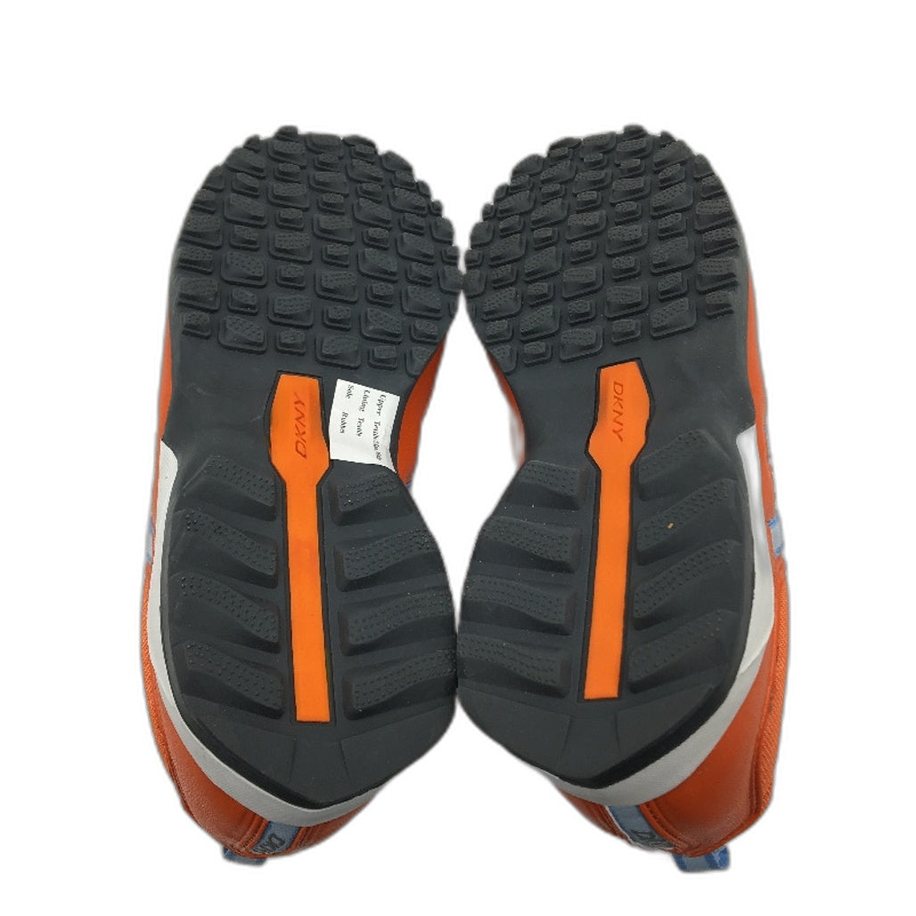DKNY Basic Orange Mesh Blue Accent Lace Up Sneaker Shoe Youth Size 4 24cm NEW