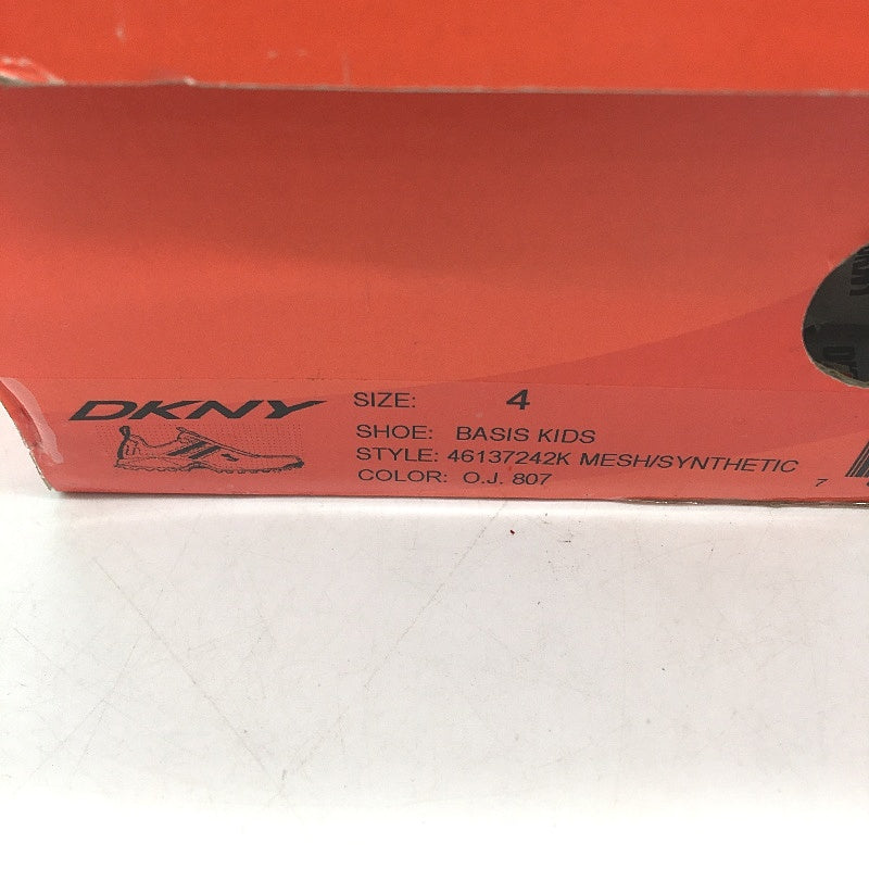 DKNY Basic Orange Mesh Blue Accent Lace Up Sneaker Shoe Youth Size 4 24cm NEW